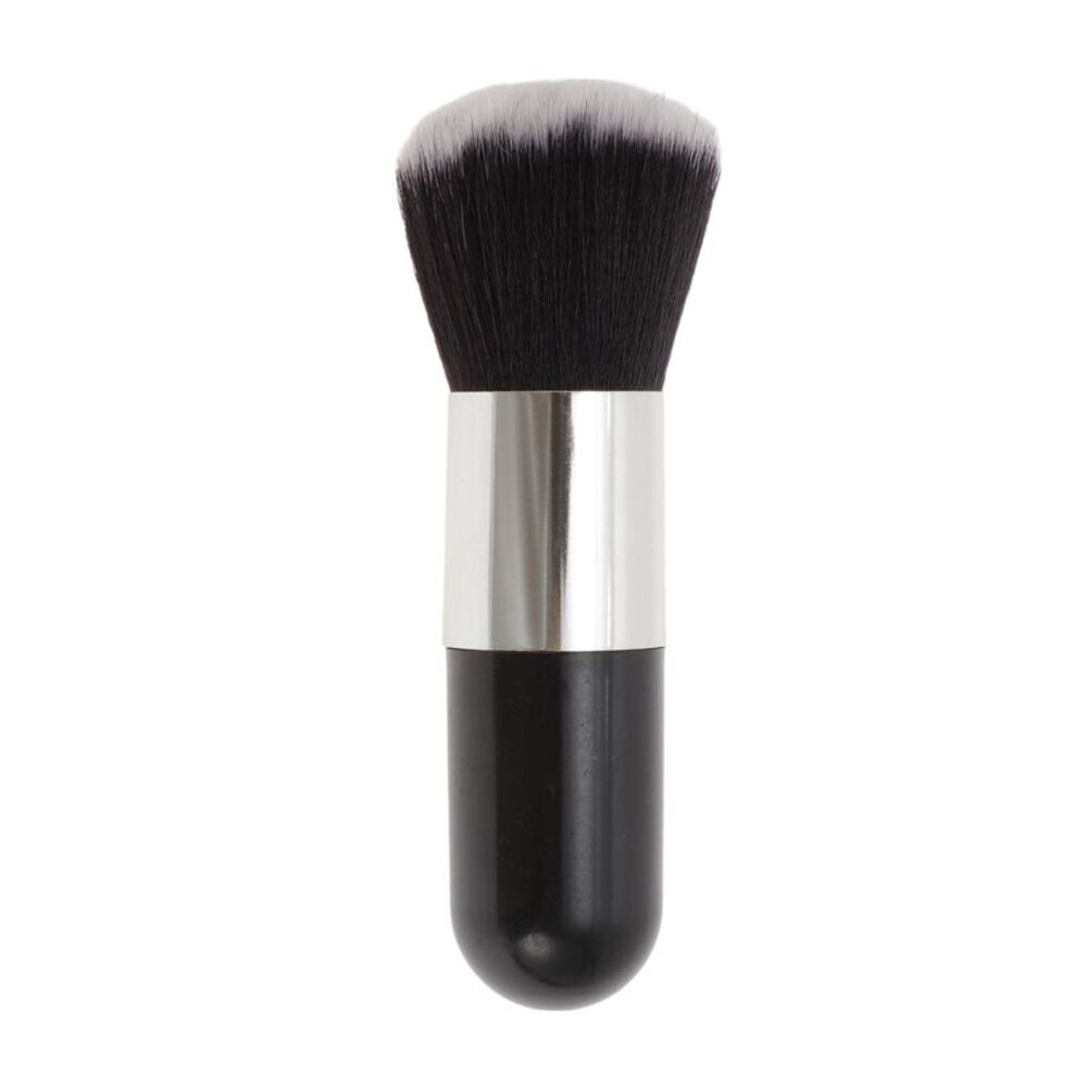 Makeup Cosmetic Brush Large Black Silver Tone